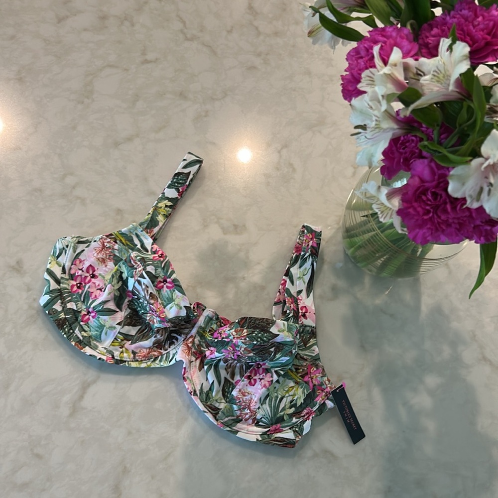 NWT Victoria Secret Palm Print Bikini Top - Picture 3 of 8